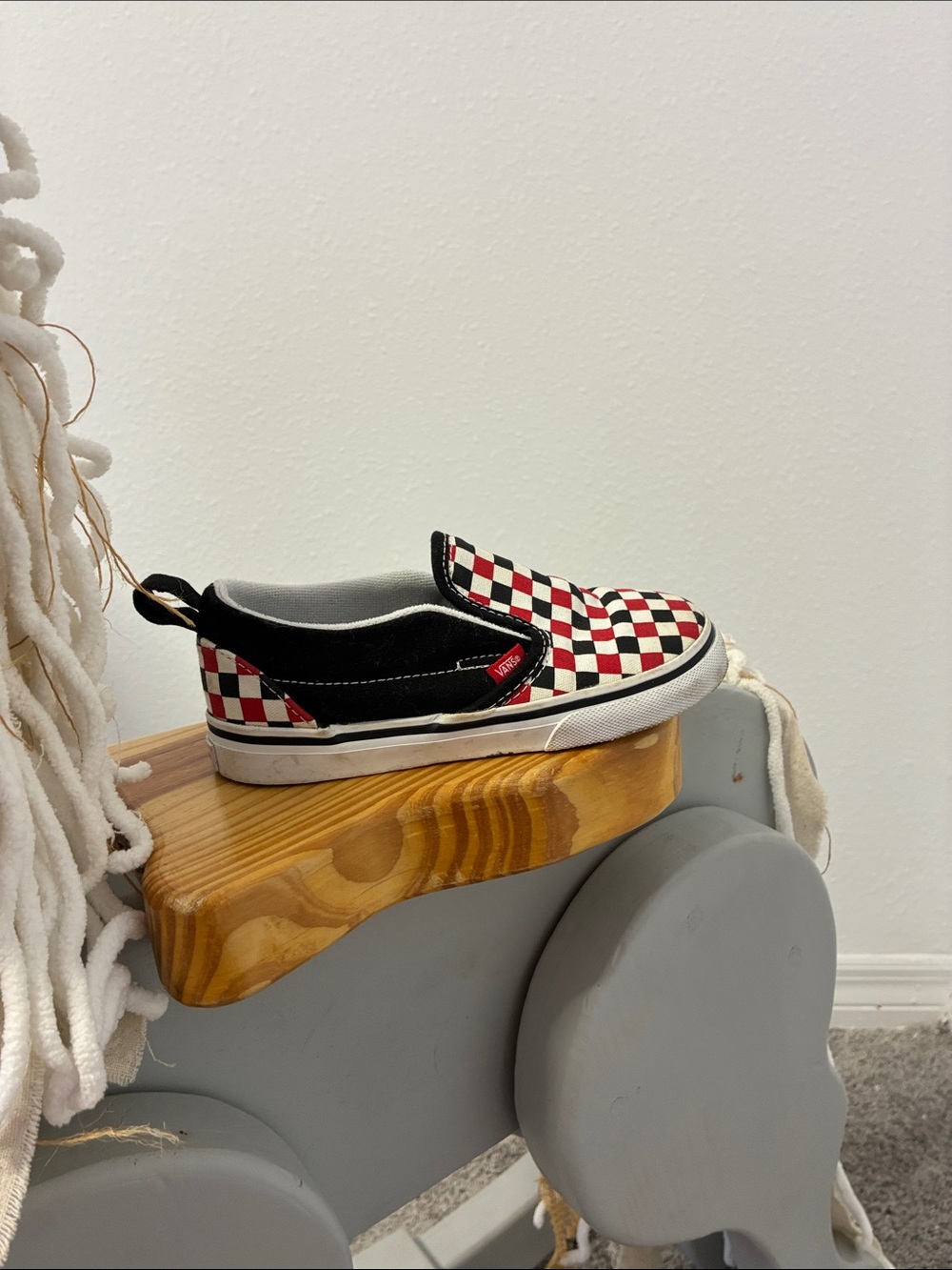 Vans Kids Slip-On Checkerboard Sneakers - Black & Red
